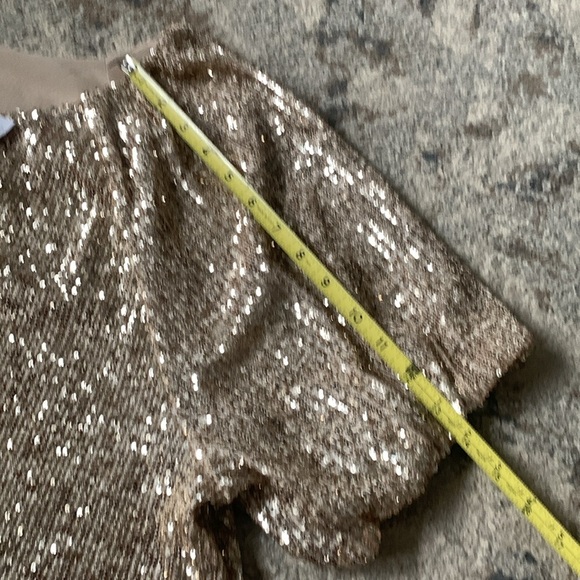 Ann Taylor gold sequin raglan‎ sleeve top  short sleeves large NWT XL holiday - Picture 11 of 14